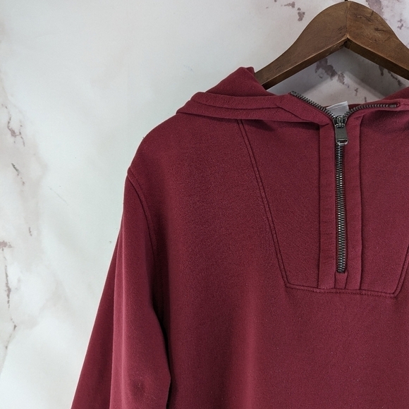 Athleta Sweatshirt Womens Small Red Retroplush Hoodie Decadent Tunic Quarter Zip - Picture 2 of 12